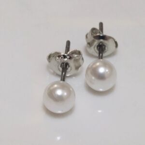 Affordable Created Pearl Earrings And Size 5 Silver-Tone Women's Clearance Rings